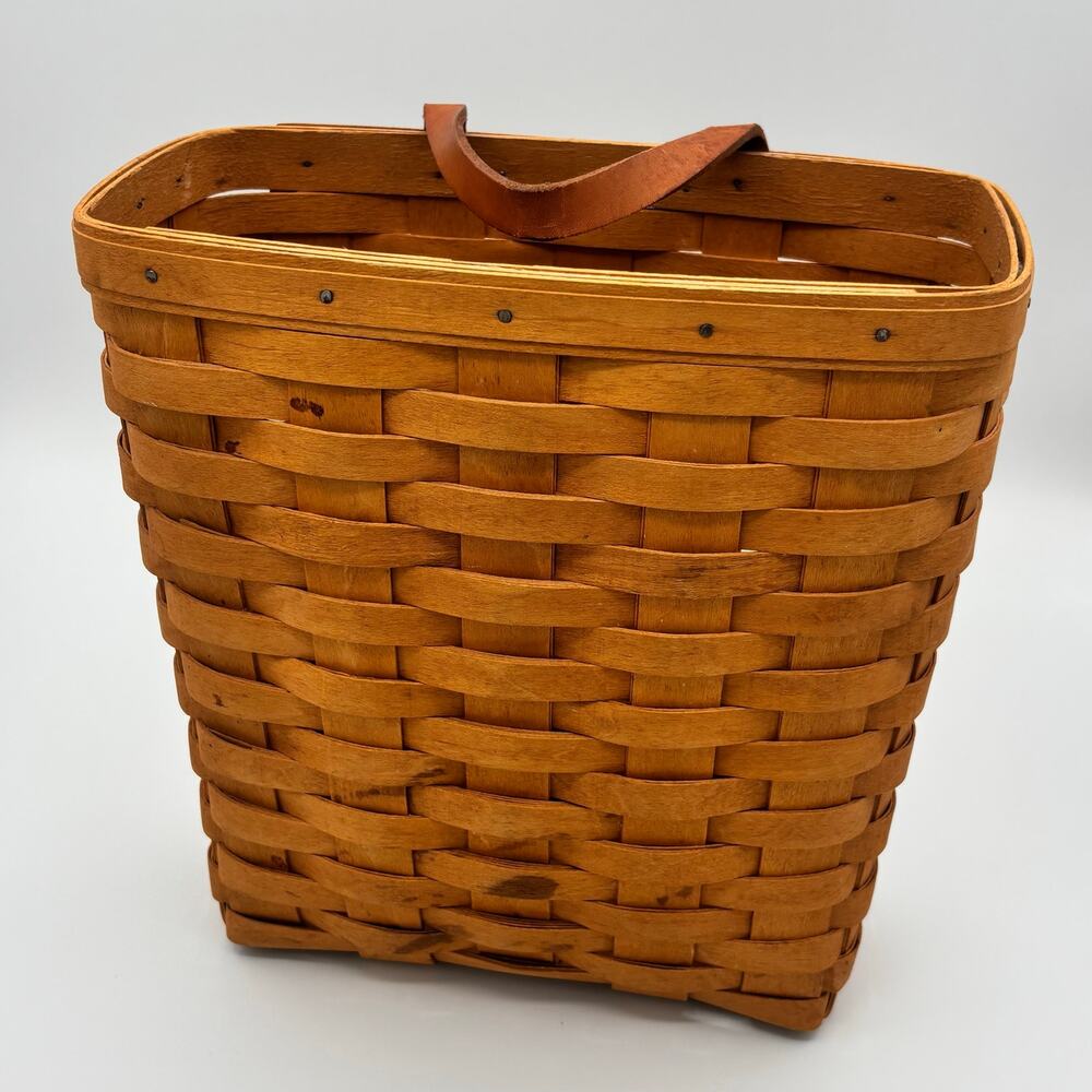 Longaberger 1997 Hanging Wall Tall Key Basket w/ Loop - Light Brown